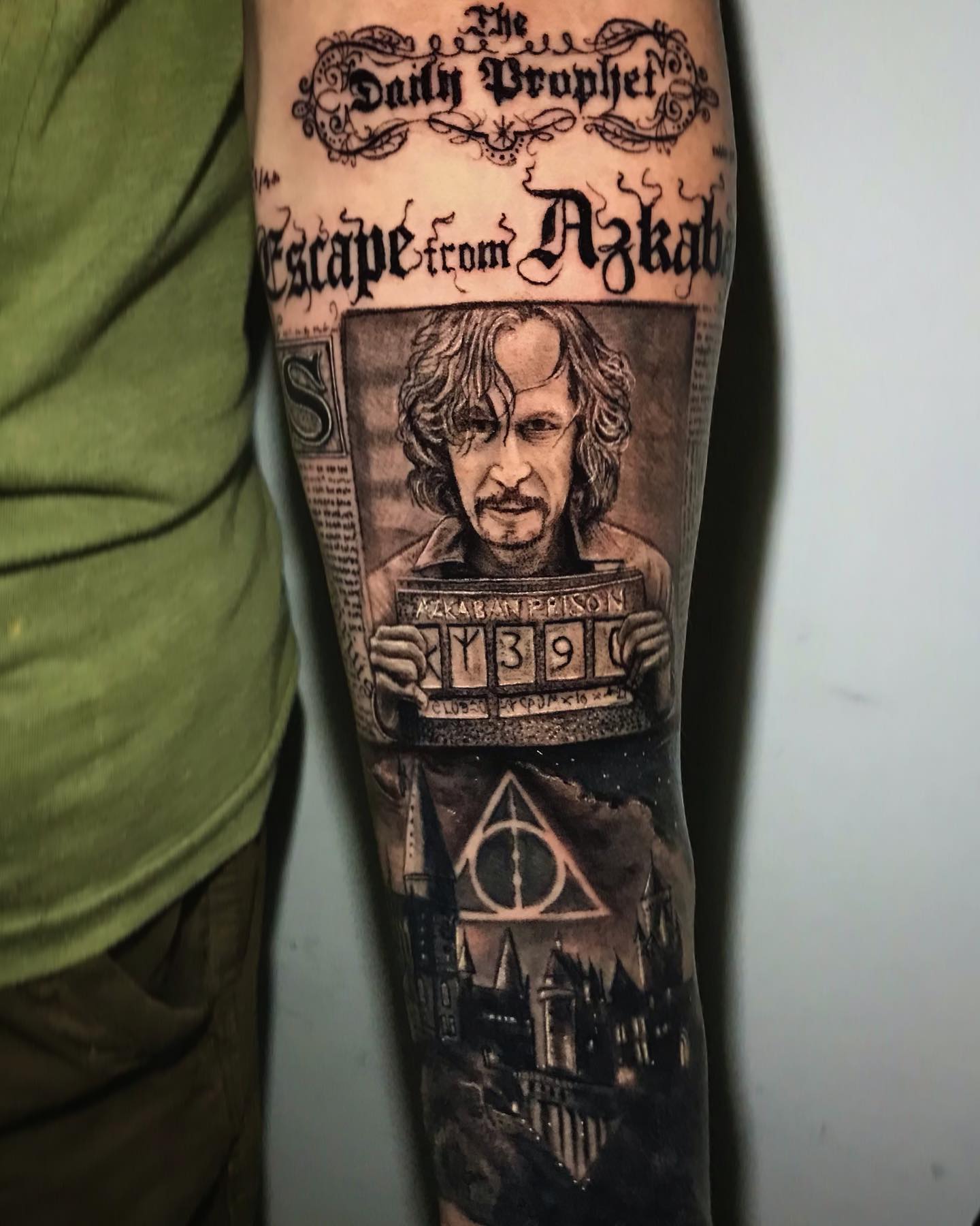 Black and grey realism Harry Potter Sirius Black sleeve